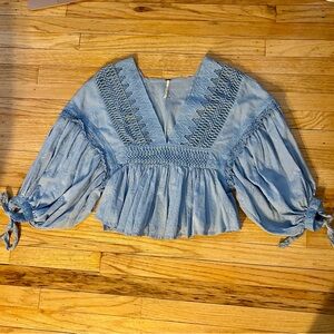 Blue free people top